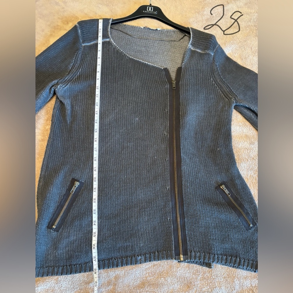 Soft Surroundings Sion Moto Sweater Gray Distressed Size Large Long Sleeve - Picture 3 of 5
